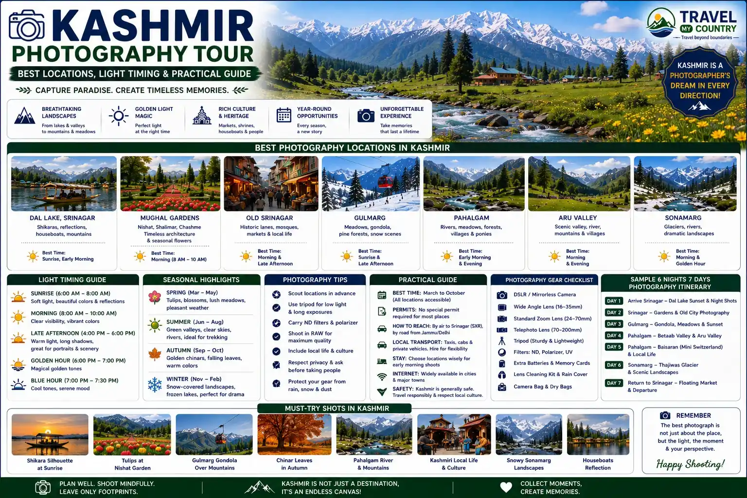 Kashmir Photography Tour,Best Locations, Light Timing & Practical Guide