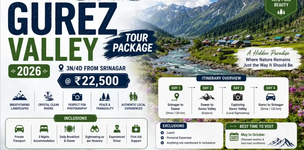 Gurez Valley Tour Package 2026 3N4D from Srinagar- Travel My Country Travel Agency in Kashmir