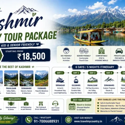 Kashmir Family Tour Package 6D5N from ₹18,500 (Kid & Senior Friendly)