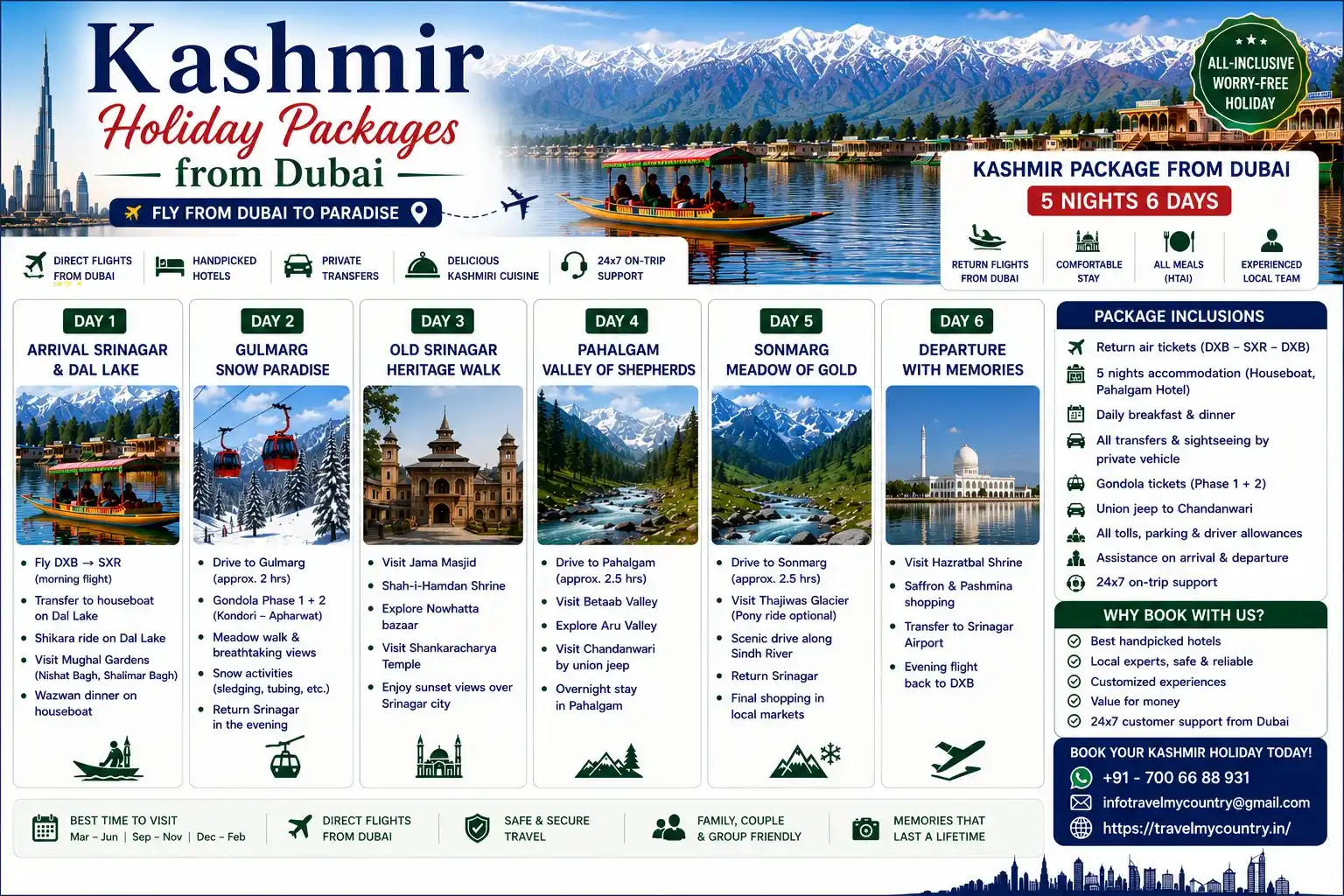 Kashmir Holiday Packages from Dubai - Best Deals & Itinerary