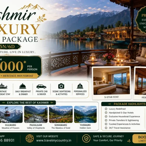 Kashmir Luxury Tour Package- 5N6D from ₹85,000 (5-Star + Heritage Houseboat)
