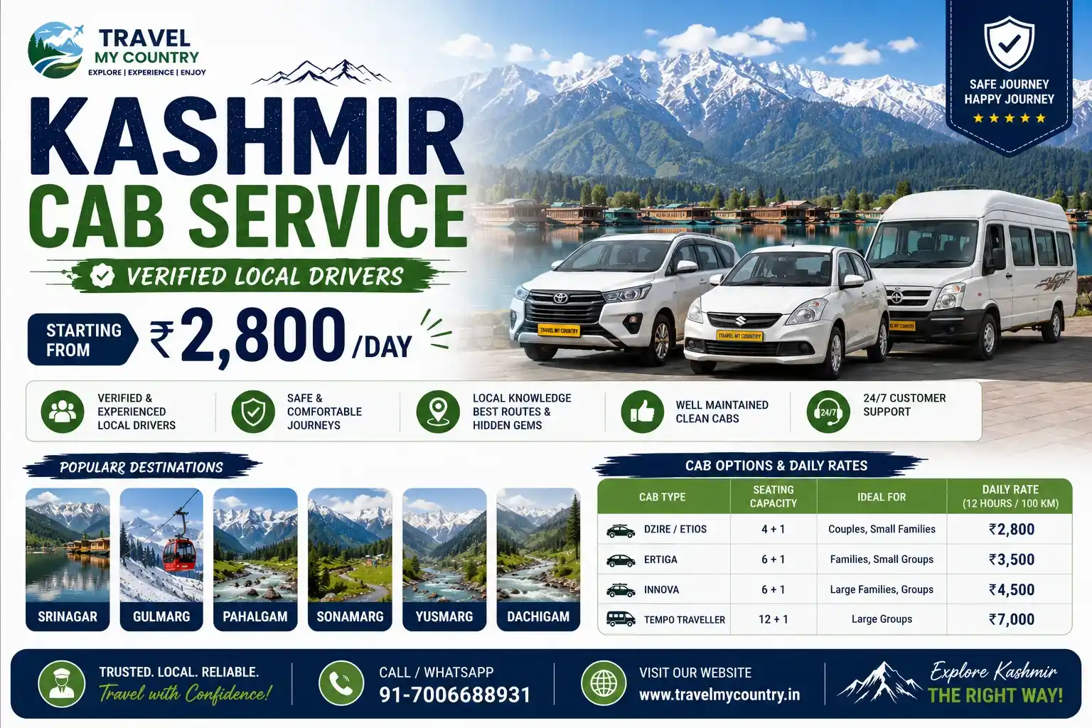 Kashmir Cab Service — Verified Local Drivers