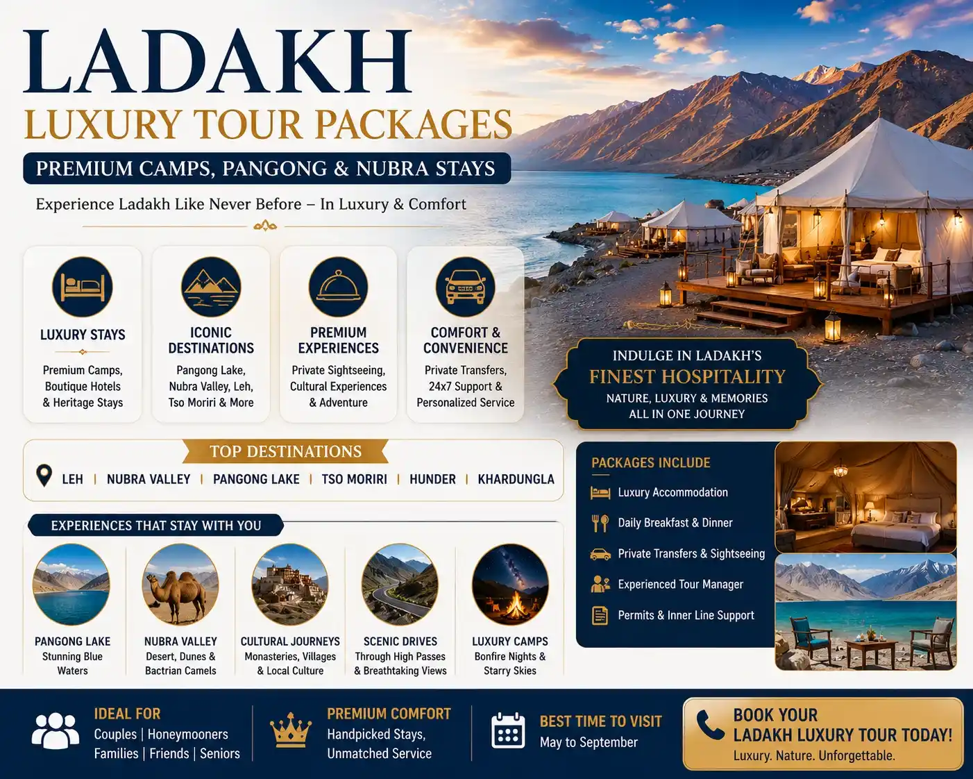 Ladakh Luxury Tour Packages, Premium Camps, Pangong & Nubra Stays