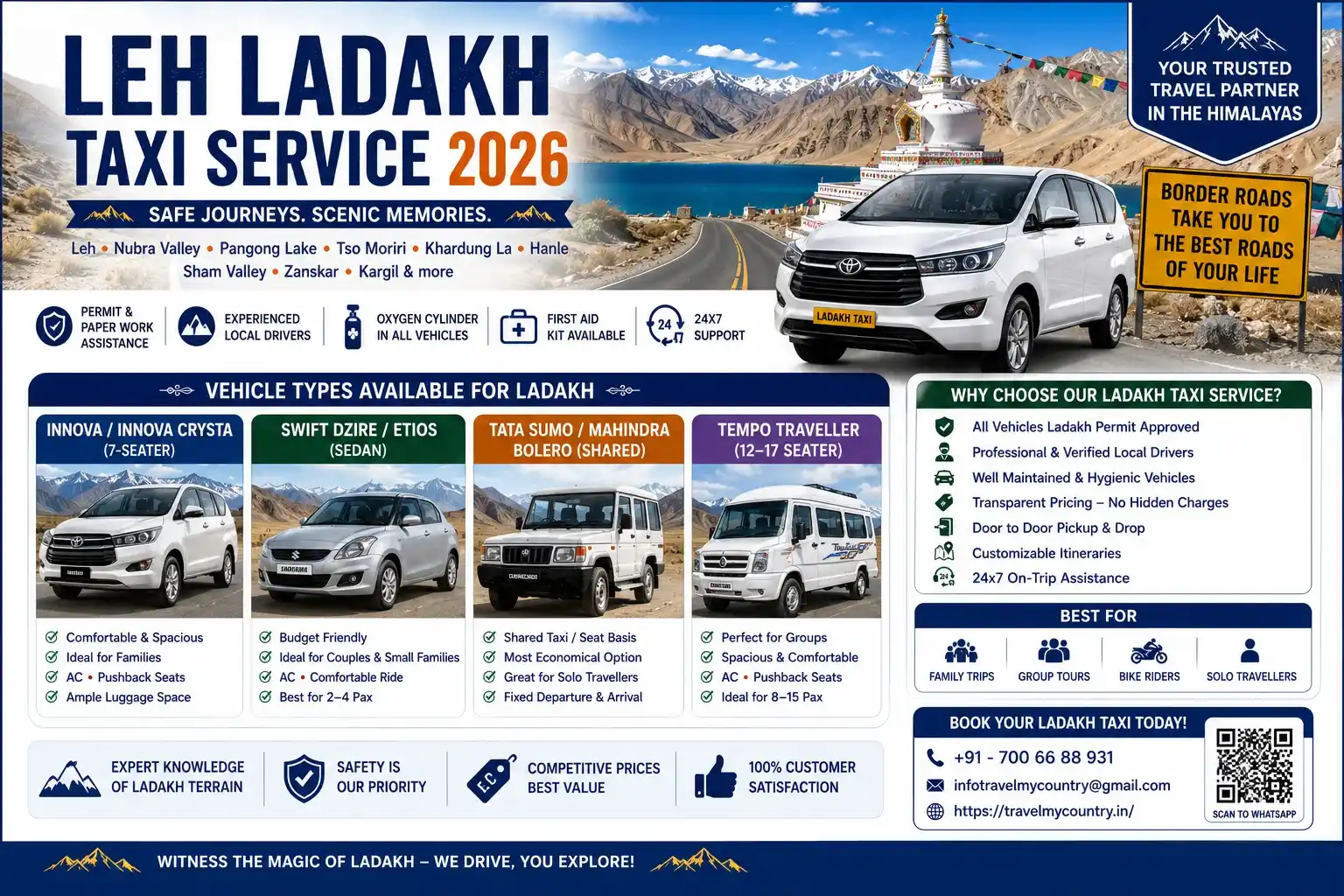 Leh Ladakh Taxi Service - Rates, Routes & Booking Guide